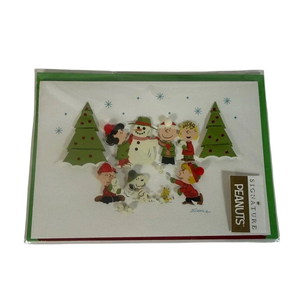 Hallmark Signature Peanuts Snoopy Christmas Card (Fun and Frosty Christmas) NEW